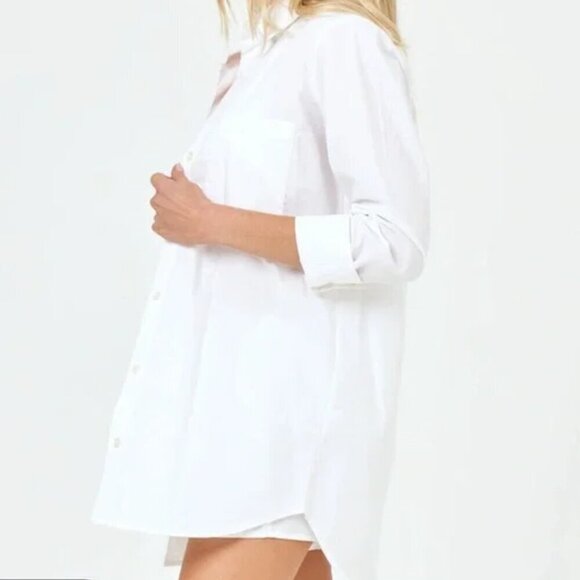 New L*Space Skipper Oversized Button Front Long Sleeve White Top NWT Medium - Picture 3 of 4